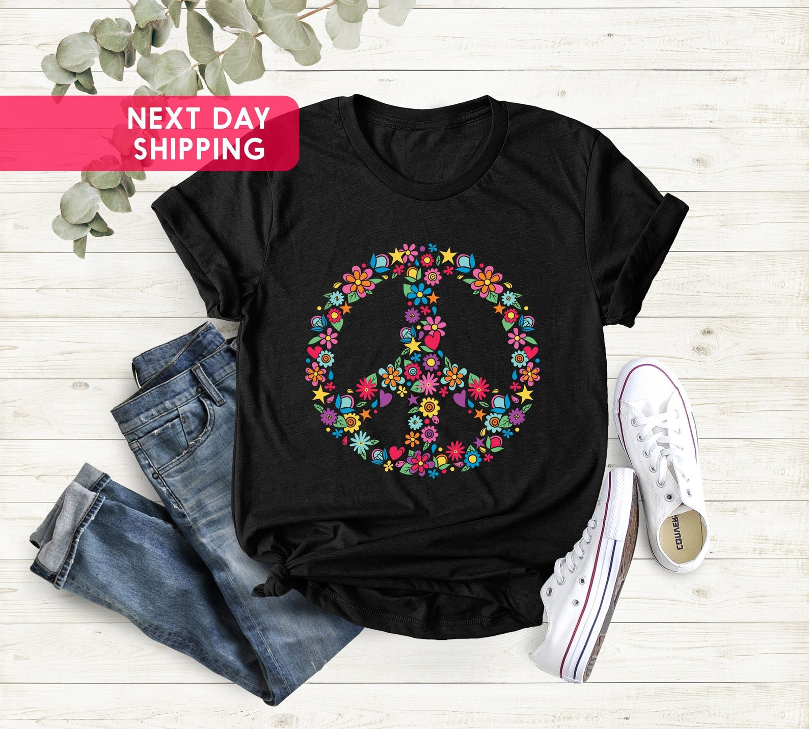 Love And Peace Shirt, Flower Hippie Shirt, Peace Sign Lover Floral Tee, Festival T Shirts, Wildflower Party Present, Botanical Gifts Love And Peace Shirt, Flower Hippie Shirt, Peace Sign Lover Floral Tee, Festival T Shirts, Wildflower Party Present, Botanical Gifts
