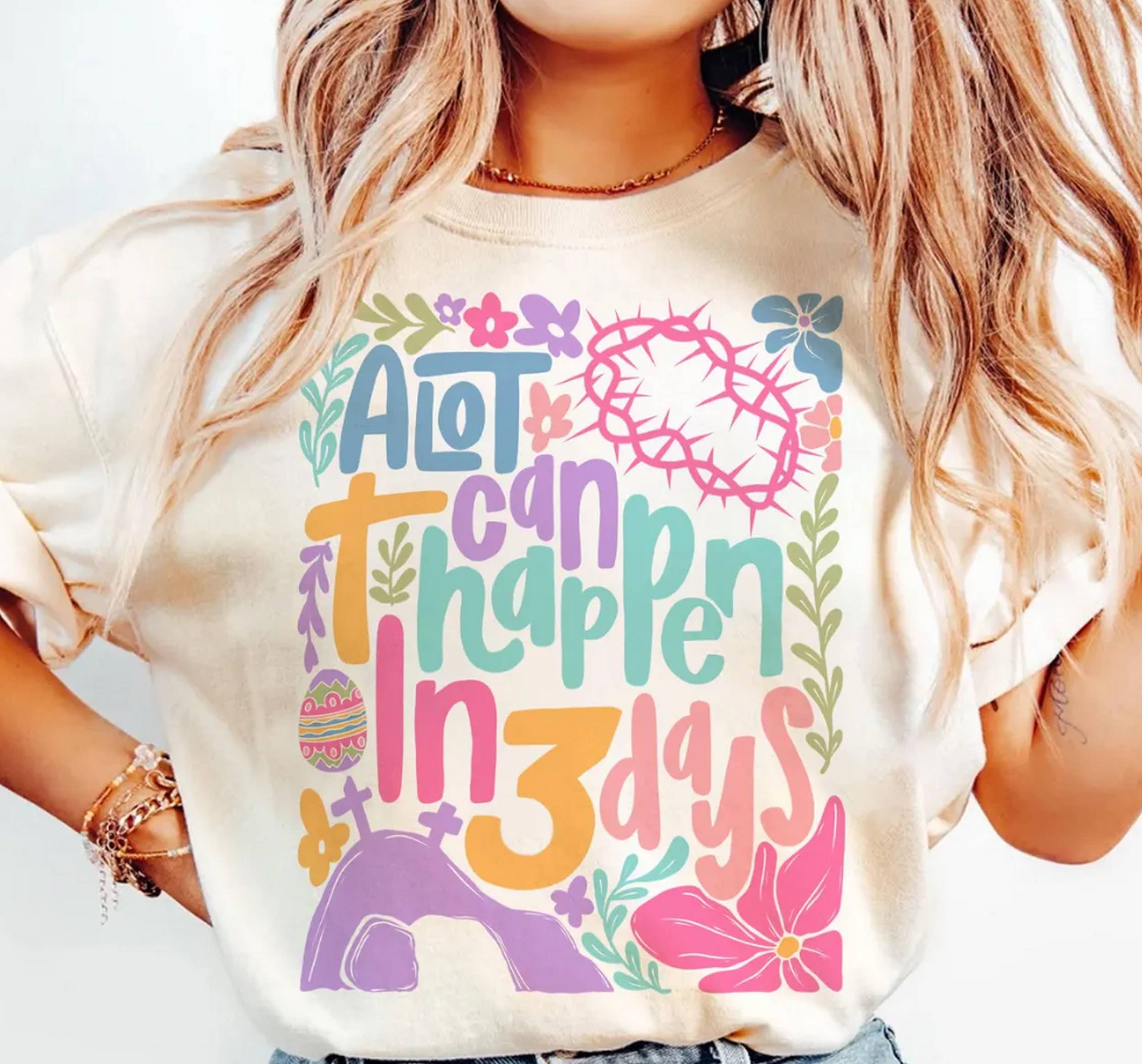 A lot can happen in 3 days Shirt, Christian Easter Shirt, Boho Easter Shirt, He is risen Shirt, Bible verse, Retro Easter Shirt, Easter shirt design A lot can happen in 3 days Shirt, Christian Easter Shirt, Boho Easter Shirt, He is risen Shirt, Bible verse, Retro Easter Shirt, Easter shirt design