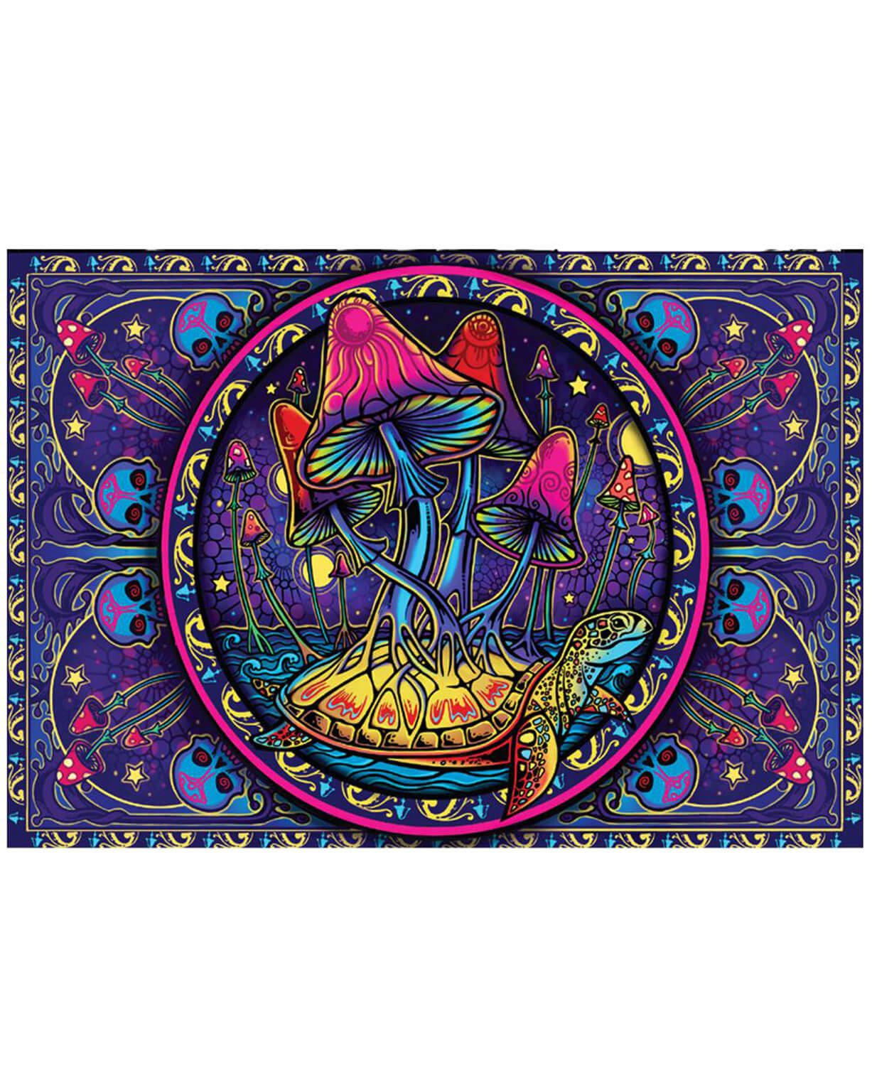 3D Trippy Mushrooms Tapestry