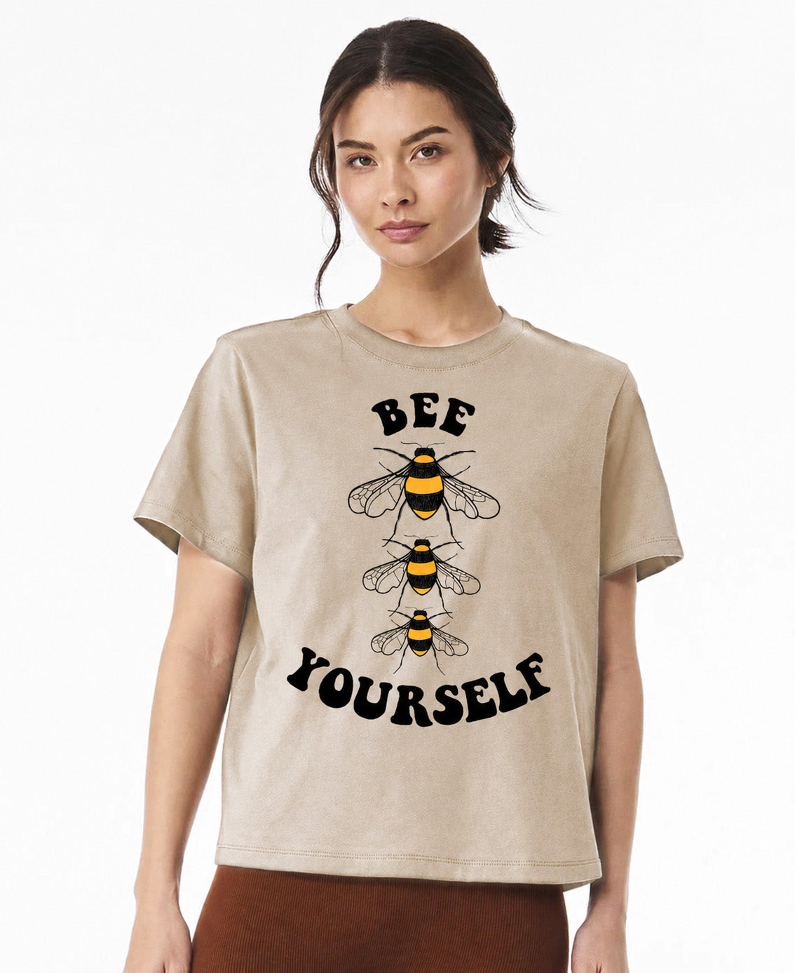 Bee Yourself Women's Boxy Tee - Khaki