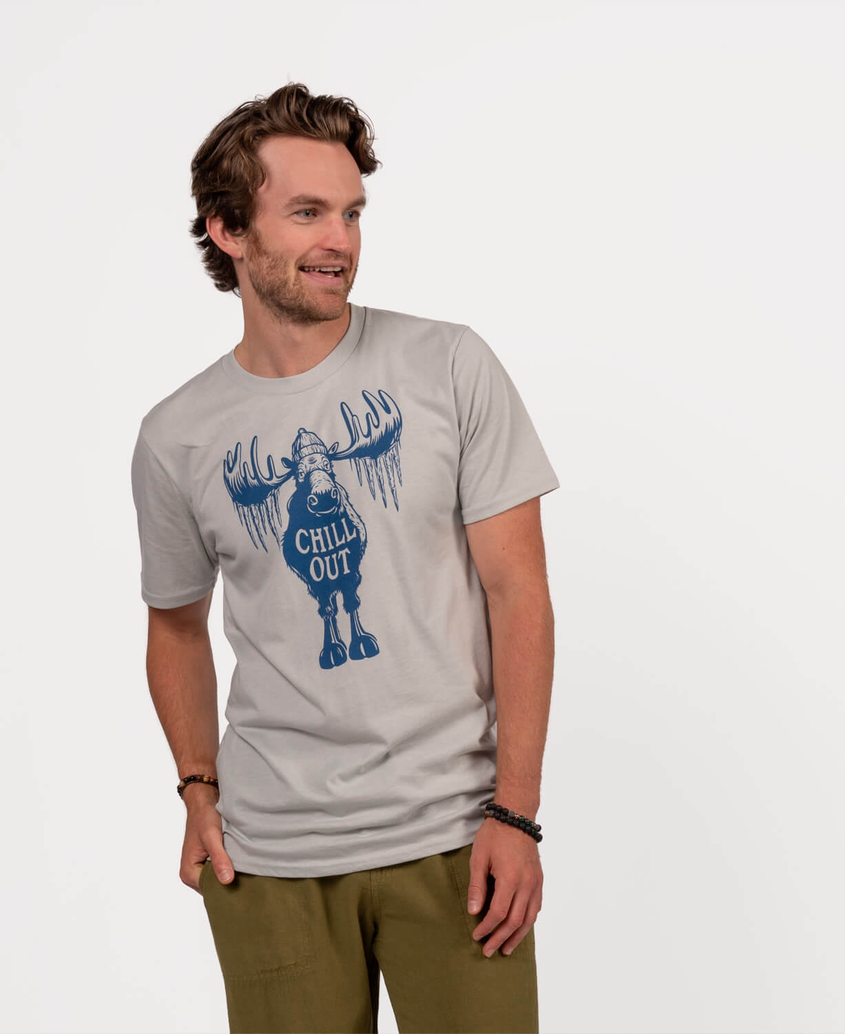 Chill Out Moose T-Shirt - Unisex - Silver