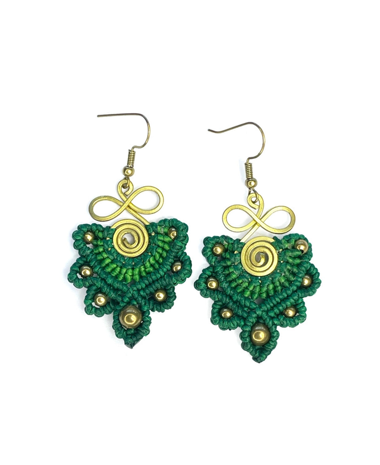 Green Infinity Macrame Earrings