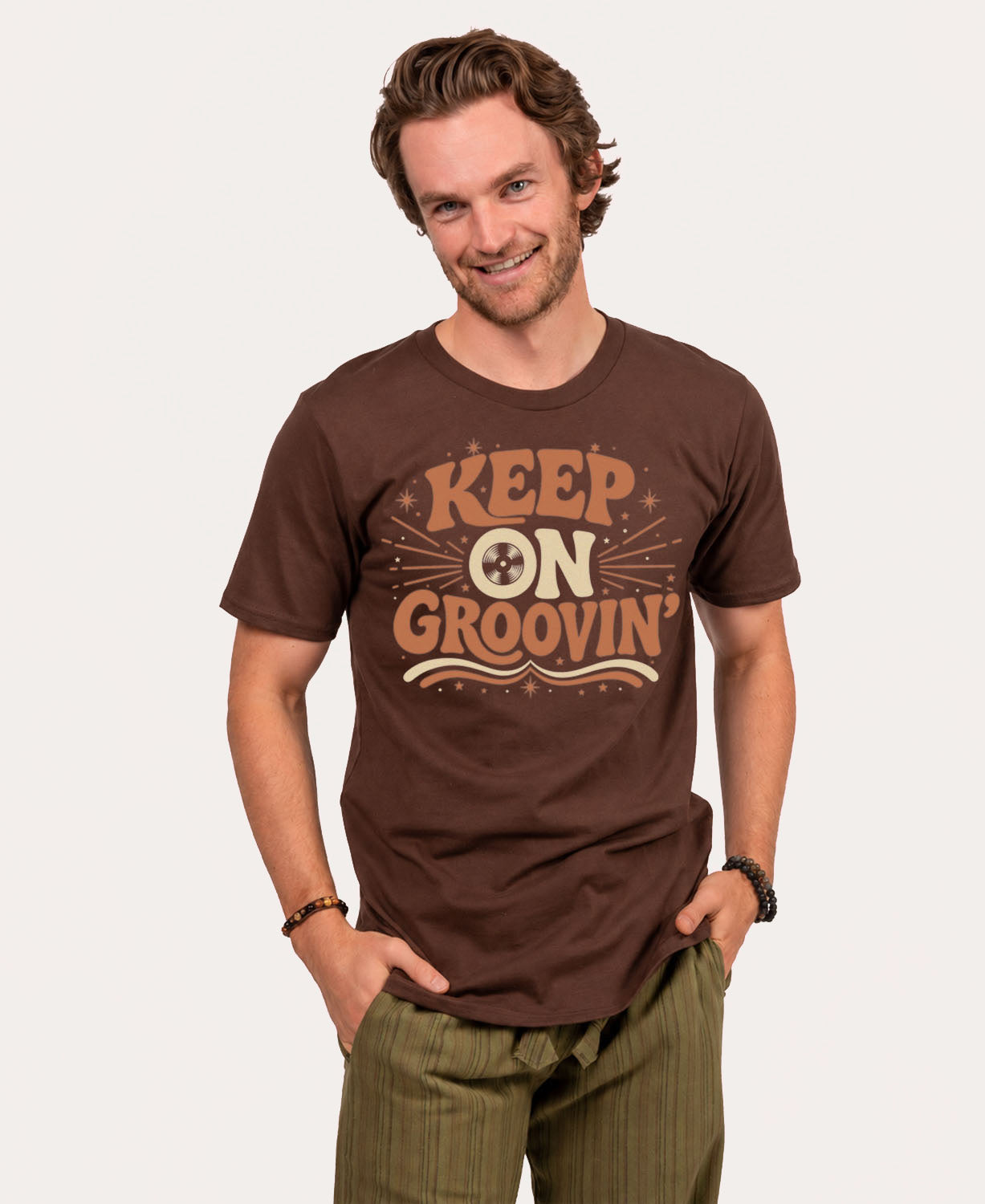 Keep On Groovin' T-Shirt - Unisex - Brown