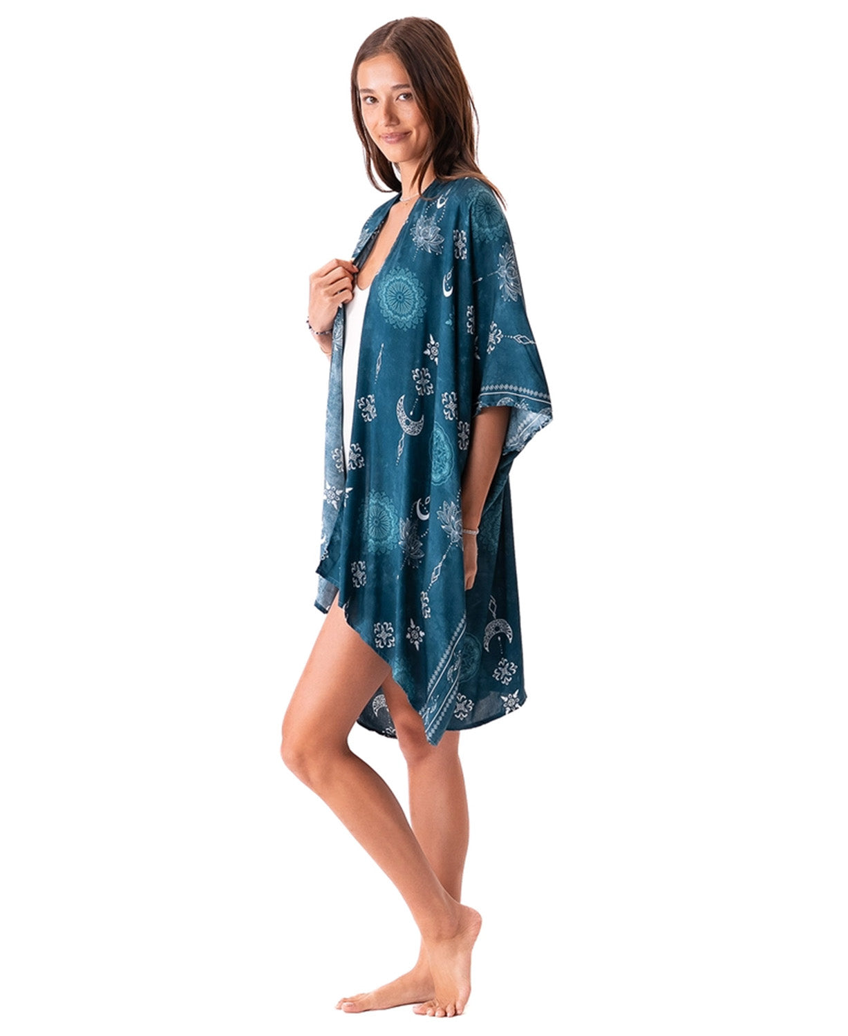 Lunar Lotus Kimono in Teal