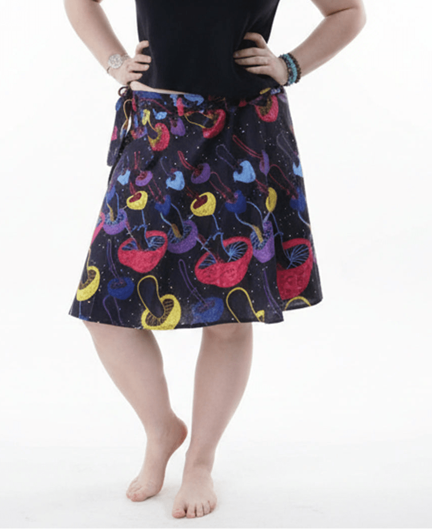 Magic Mushroom Wrap Mini Skirt
