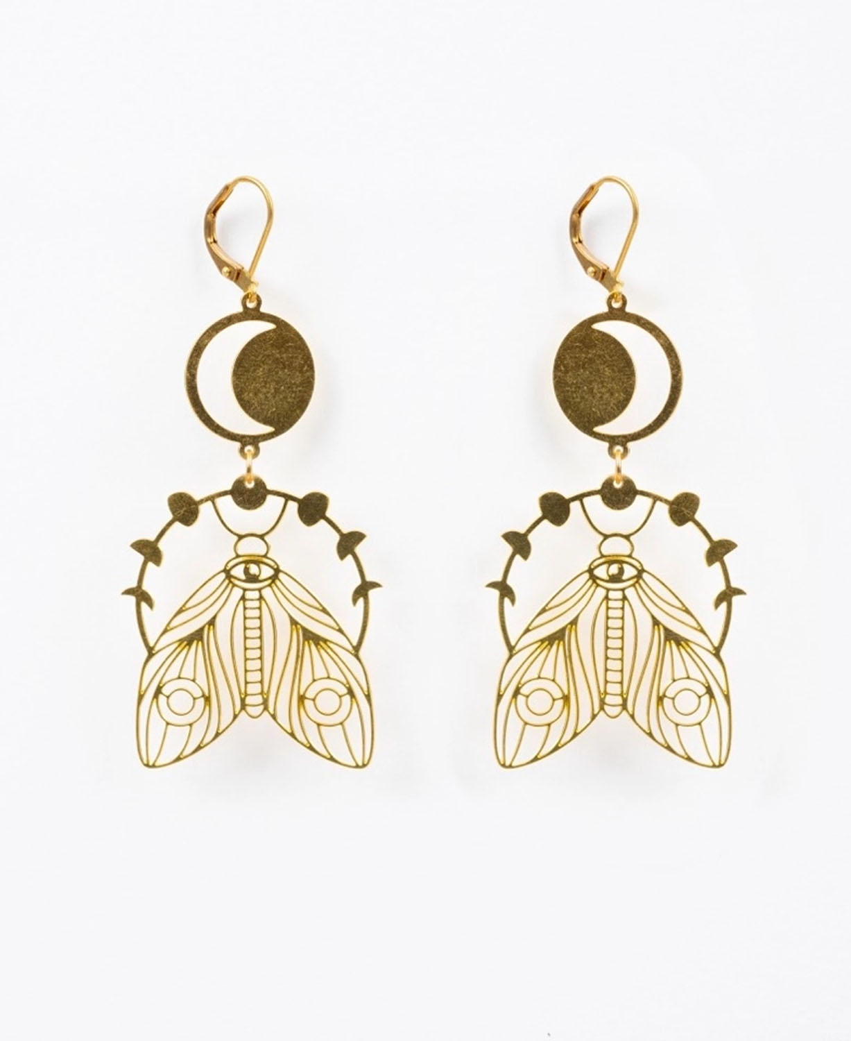 Moonphase Moth Earrings
