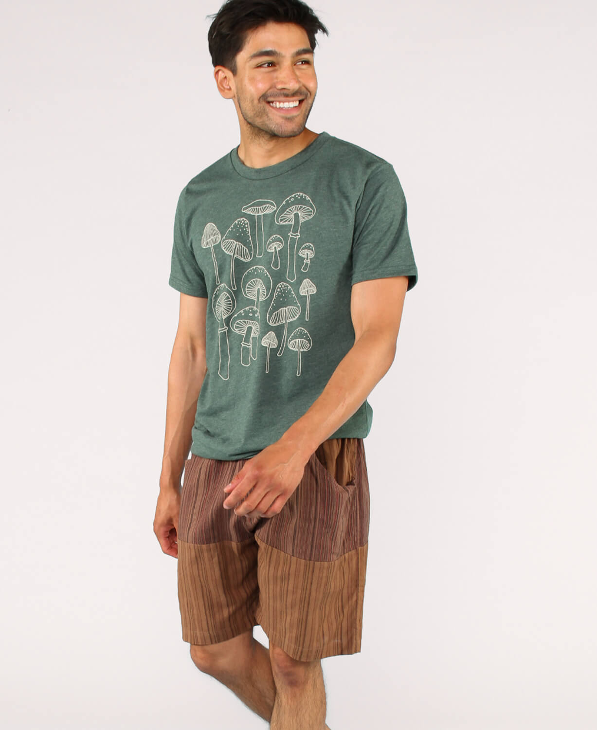 Mushrooms Recycled T-Shirt - Unisex - Heather Green