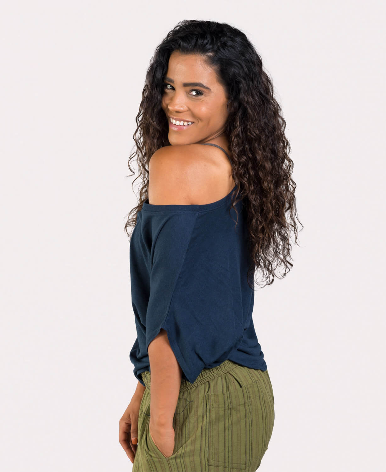 Navy Blue Bamboo Dolman Top