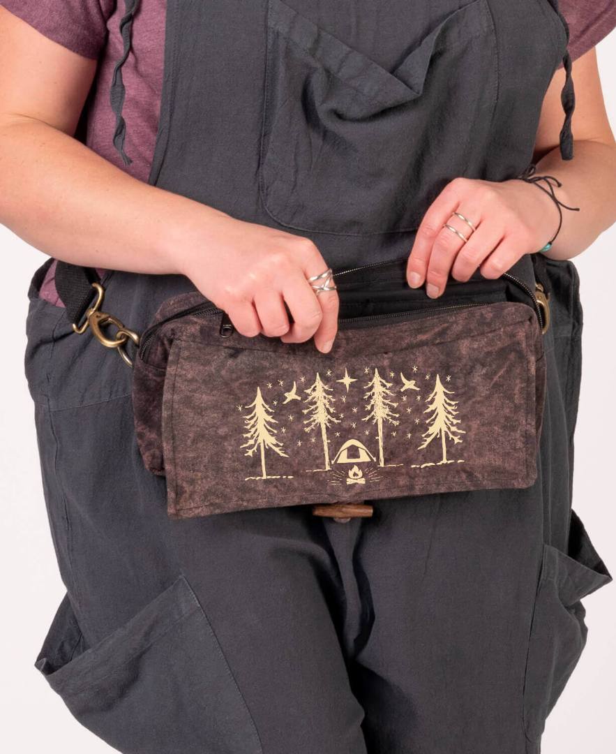 Happy Place Hip Sling Bag on Brown