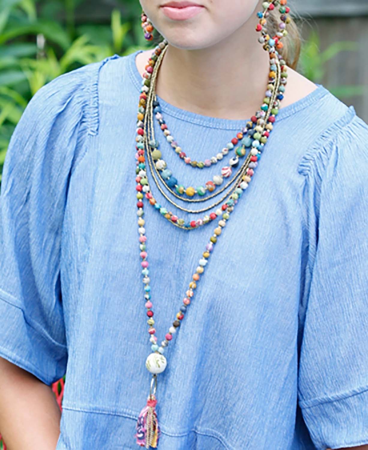 Kantha Hippie Tassel Necklace