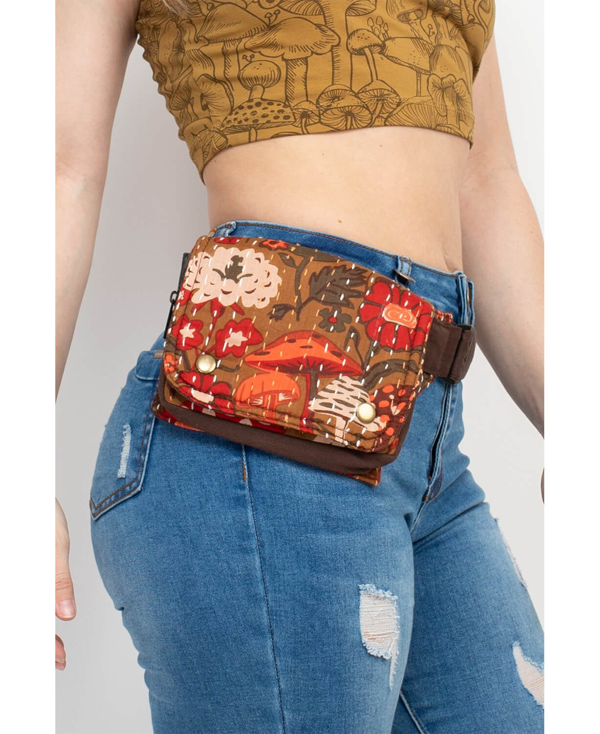 Mushroom Stash Belt Bag in Browns