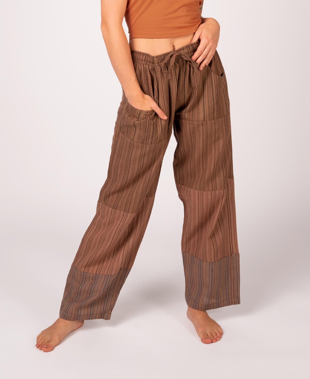 Classic Patchwork Pants - Brown