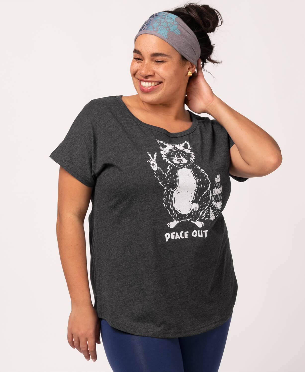 Peace Out Raccoon Slouch Top