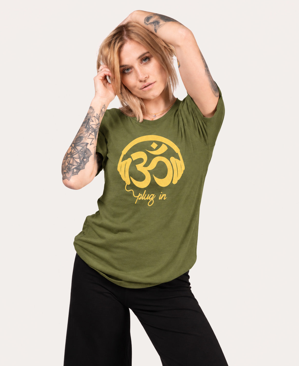 Plug In Om T-Shirt - Unisex - Olive