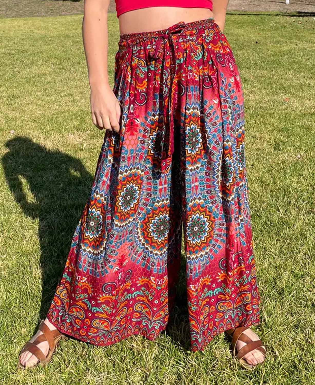 Red Earth Mandala Wide Leg Pants