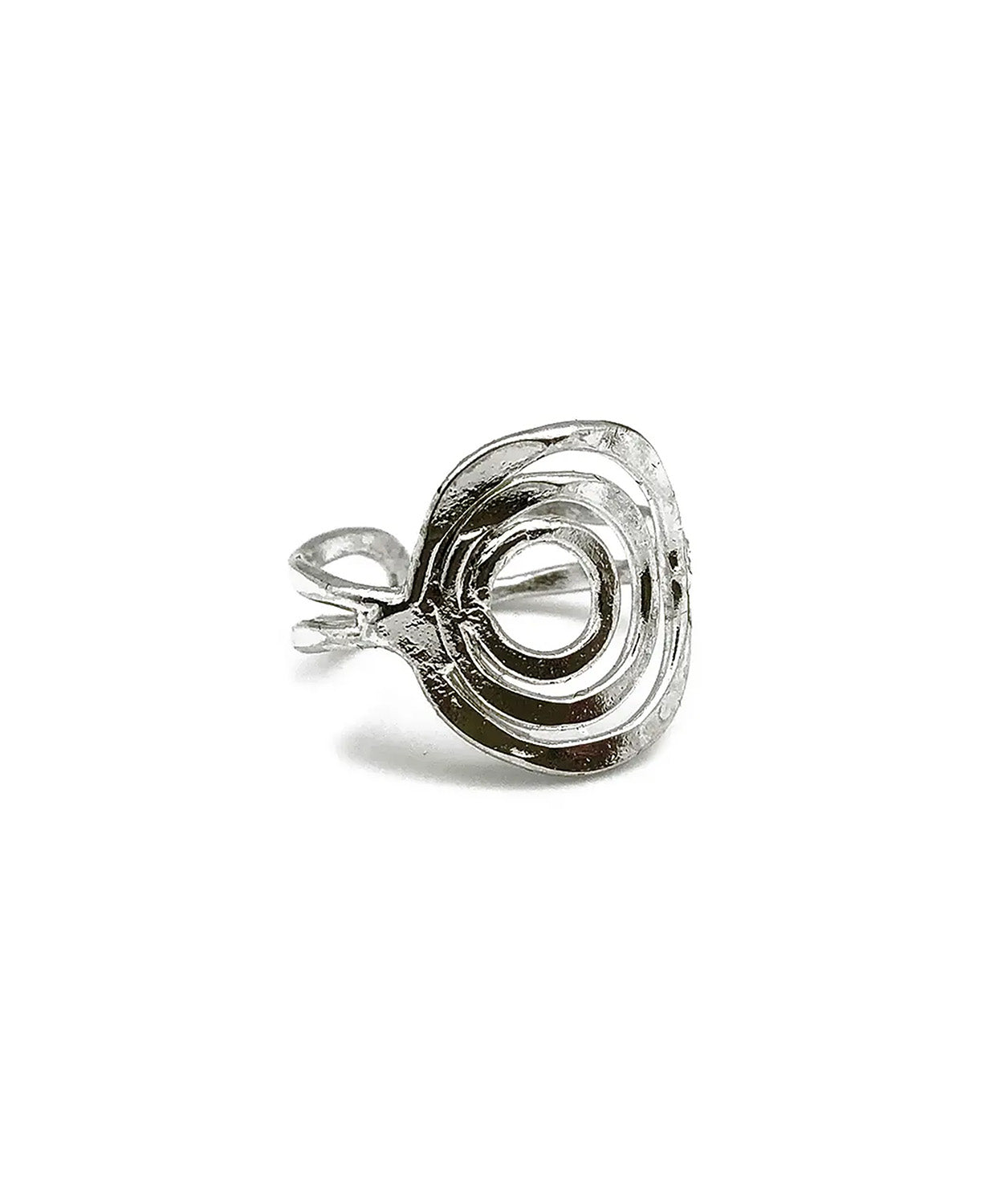 Ripple Circle Ring - Adjustable Silver Plated