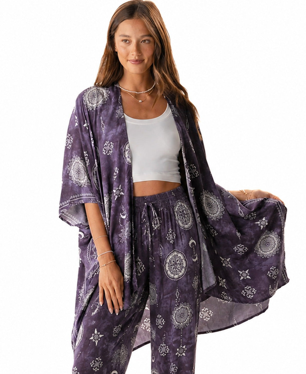 Starry Night Kimono in Plum