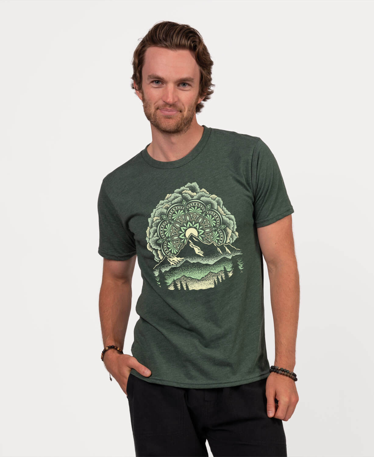 Summit Solstice Mandala T-Shirt - Unisex - Heather Green