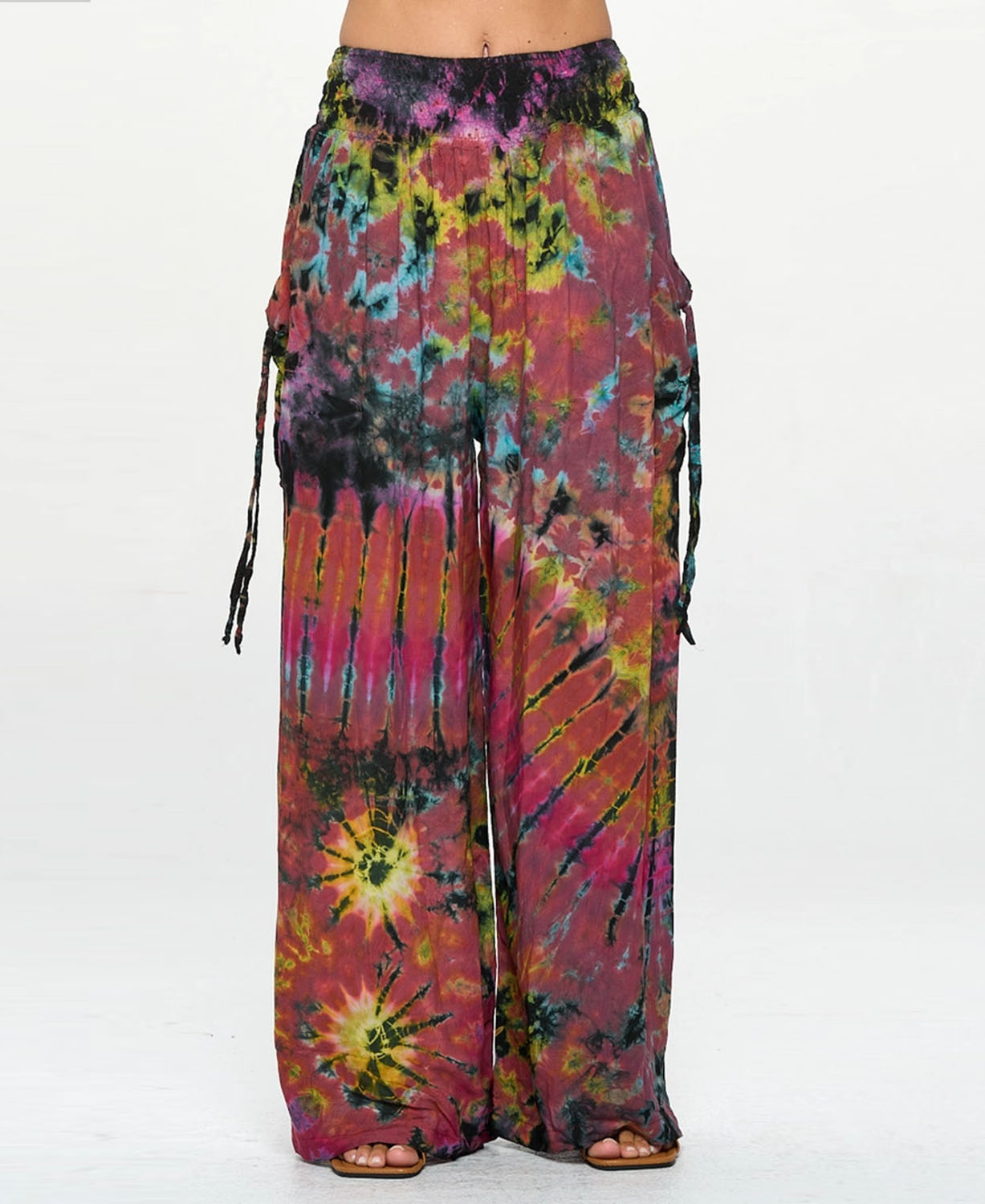 Sundown Mudmee Tie-Dye Palazzo Pants — mudmee tie-dye, dyed by hand so no two pairs match